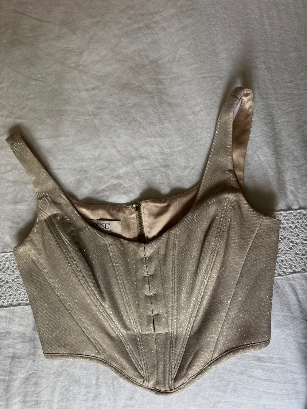 House of CB Champagne Glitter Corset Top